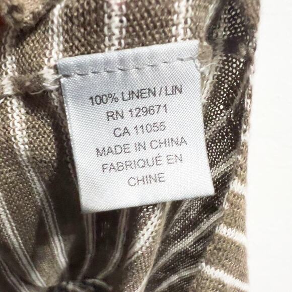 360 Sweater Large Tan Brown Lightweight Stripe Long Sleeve Linen - Picture 4 of 5